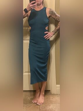 Sleek Teal Midi Pencil dress- Women's